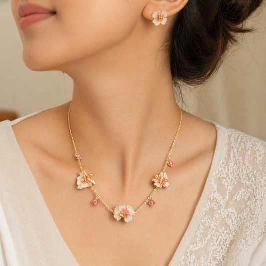 Apple-Blossom Pendant & Stud