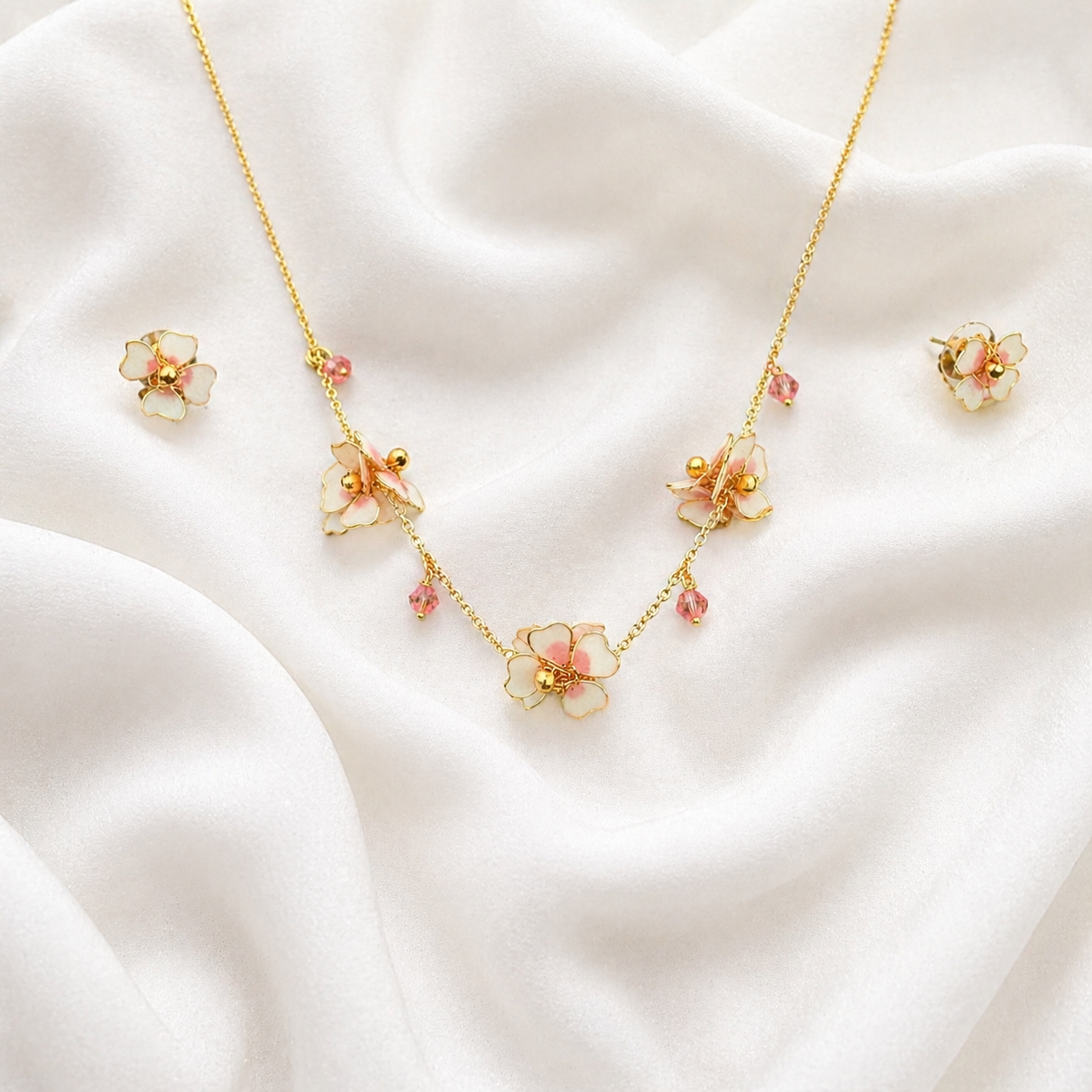 Apple-Blossom Pendant & Stud