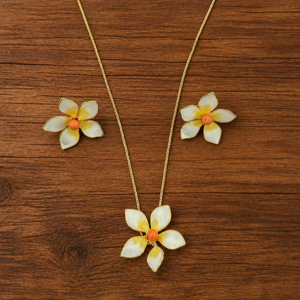 Plumeria Pendant & Stud