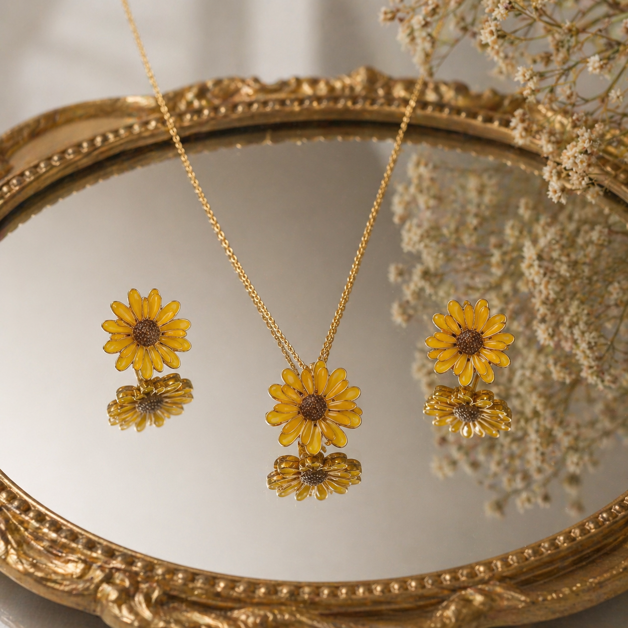 Sunflower Pendant & Stud
