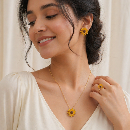 Sunflower Pendant & Stud