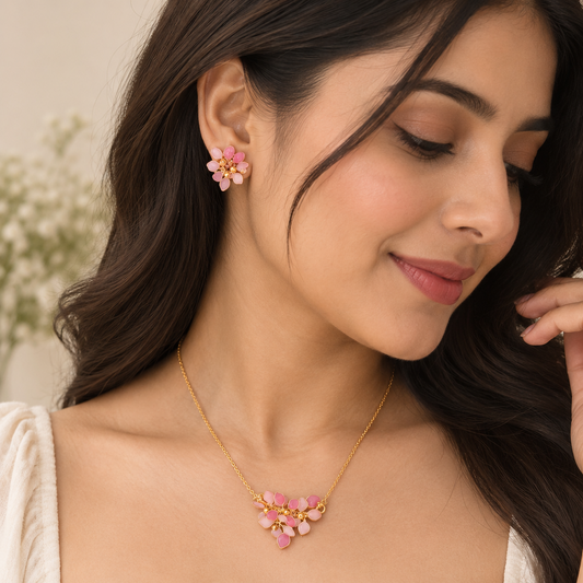 Hydria Pink Pendant & Stud