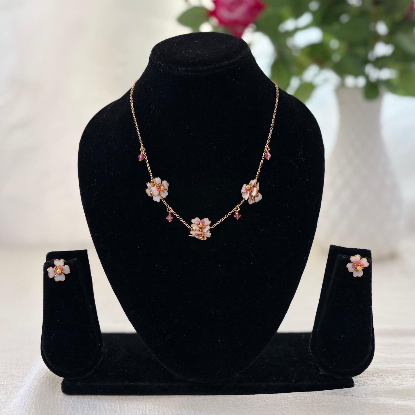 Apple-Blossom Pendant & Stud