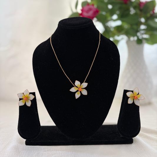 Plumeria Pendant & Stud
