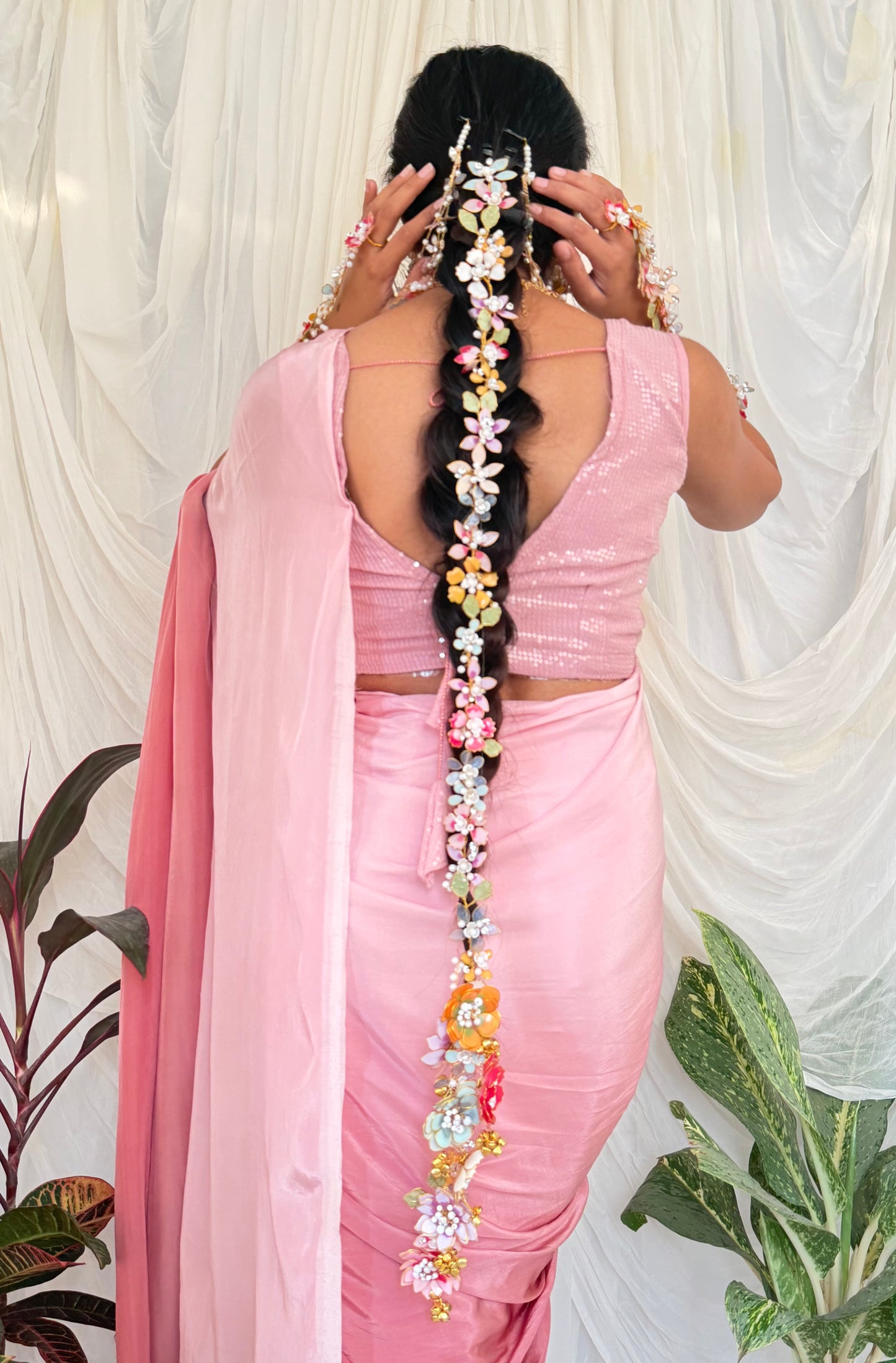 Glorina Floral Braid with Parandas