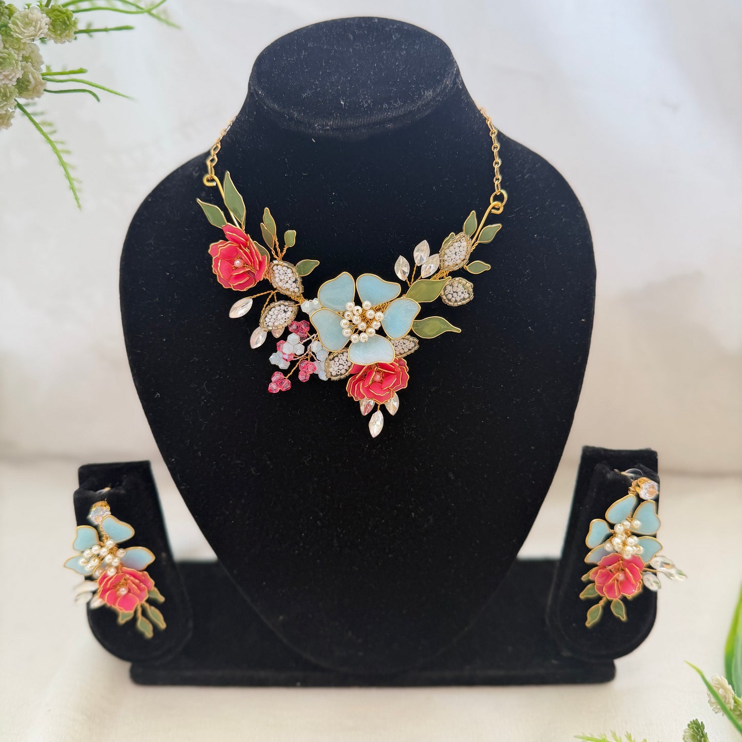 Rosaline Blue Necklace & earrings