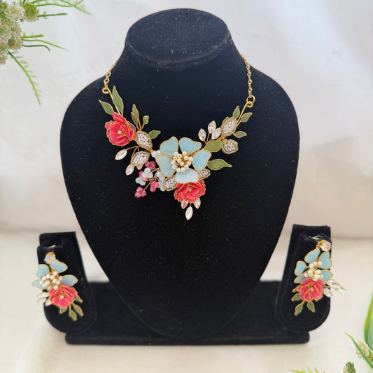 Rosaline Blue Necklace & earrings
